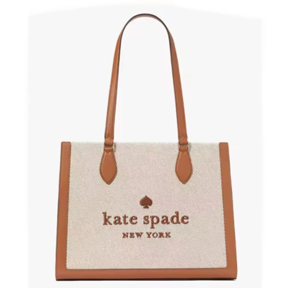 Kate Spade Ellie Large Tote Bag ~ Canvas & Leather Logo Satchel Handbag Purse - Picture 7 of 8